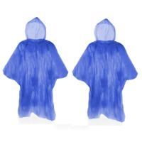 Wegwerp regenponcho - Pakket van 10x stuks - blauw - voor kinderen - 63 x 70 cm - polyester - regenk