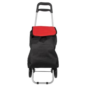 Boodschappentrolley tas op wielen - Shop and Go - zwart/rood - 92 x 35 x 28 cm - 40 liter