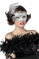 Masker met veren zilver