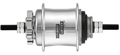 SturmeyArcher versnellingsnaaf 2 speed sturmey archer "automatic a2k" 36 tands voor schijfrem zilver