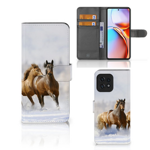 Motorola Edge 40 Pro Telefoonhoesje met Pasjes Paarden