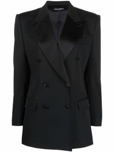 Dolce & Gabbana blazer croisé à revers en soie - Noir