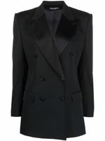 Dolce & Gabbana blazer croisé à revers en soie - Noir - thumbnail