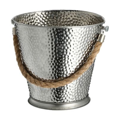 RVS champagnekoeler/ijsemmer met handvat van touw 5 liter