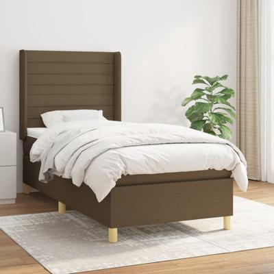 Boxspring met matras stof donkerbruin 90x190 cm