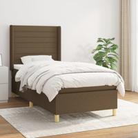 Boxspring met matras stof donkerbruin 90x190 cm