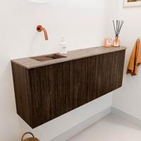 Toiletmeubel Mondiaz Joya Dlux | 111.6 cm | Meubelkleur Walnut | Faye wastafel Arena Wasbak Links | Zonder kraangat(en)