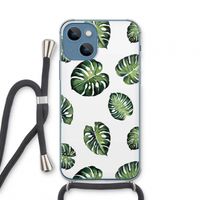 Tropische bladeren: iPhone 13 mini Transparant Hoesje met koord