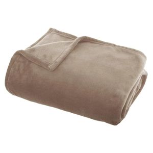 Fleece deken/fleeceplaid donker beige 125 x 150 cm polyester   -