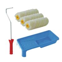 Sorex Verfrollers schilderen set - beugel en verfbak - 3x anti spat vacht verfrollers - 10 cm