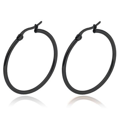 Cilla Jewels Hoop oorringen Dames Edelstaal Zwart-30mm