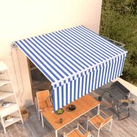 Luifel automatisch uittrekbaar met rolgordijn 4x3 m blauw wit