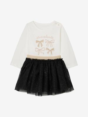 Babyset voor meisjes, t-shirt, rok met glitter zwart
