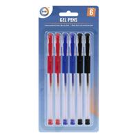 DID Gelpennen - 6x stuks - blauw/rood/zwart - met dop - kantoor/school