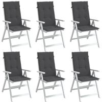 VidaXL Stoelkussens 6 st hoge rug 120x50x4 cm stof gemêleerd antraciet