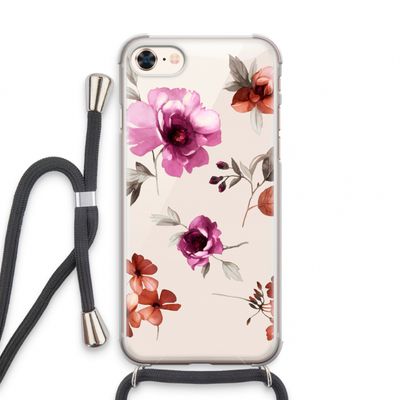 Geschilderde bloemen: iPhone 7 Transparant Hoesje met koord
