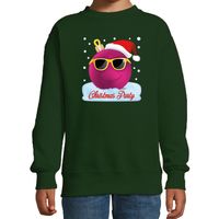 Foute kersttrui / sweater coole kerstbal groen voor meisjes - thumbnail