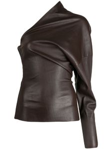 Rick Owens Luxor one-shoulder leather top - Marron