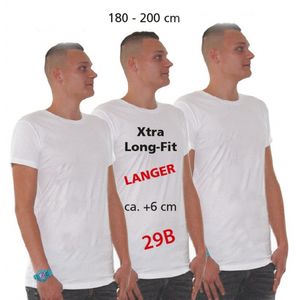 Extra lang t-shirts wit heren - ondershirts 100% katoen 3XL  -