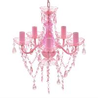 VidaXL Kristallen licht met 5 gloeilampen rosa