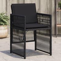 Tuinstoelen 4 st met kussens poly rattan zwart