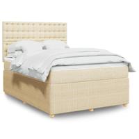 Boxspring met matras stof crèmekleurig 140x190 cm