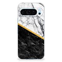 Google Pixel 9 | 9 Pro | TPU | Siliconen hoesje | Marmer Wit Zwart - Origineel Cadeau Man Google Pixel 9 | 9 Pro | TPU | Siliconen hoesje | Marmer Wit Zwart - Origineel Cadeau Man