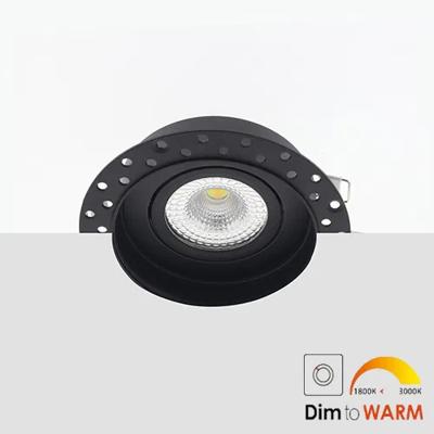 Bella Ondiepe LED inbouw 40mm trimless spot kantelbaar 7Watt rond ZWART IP65 dimbaar - dim to warm - interne driver