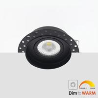 Bella Ondiepe LED inbouw 40mm trimless spot kantelbaar 7Watt rond ZWART IP65 dimbaar - dim to warm - interne driver