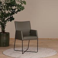 Set van 4 olijf kleur leren eetkamerstoelen Emma - met armleuning