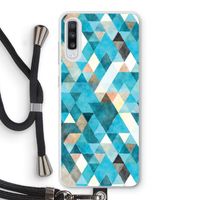 Gekleurde driehoekjes blauw: Samsung Galaxy A70 Transparant Hoesje met koord