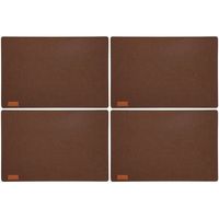 4x stuks rechthoekige placemats met ronde hoeken polyester cappuccino bruin 30 x 45 cm - Placemats
