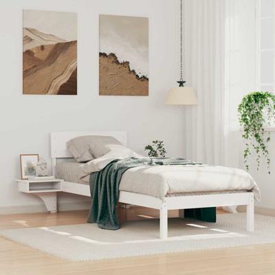 Bedframe met nachttafels Wit 75 x 190 cm Massief grenenhout