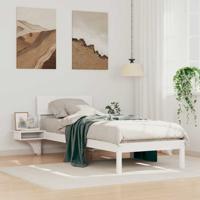 Bedframe met nachttafels Wit 75 x 190 cm Massief grenenhout