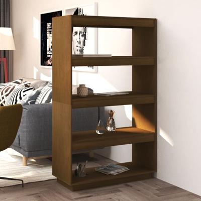 Boekenkast/kamerscherm massief grenenhout honingbruin