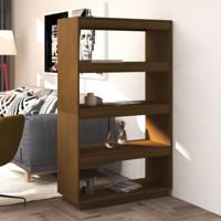 Boekenkast/kamerscherm massief grenenhout honingbruin