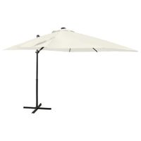 vidaXL Zweefparasol met paal en LED-verlichting 250 cm zandkleurig - thumbnail