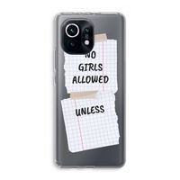 No Girls Allowed Unless: Xiaomi Mi 11 Transparant Hoesje