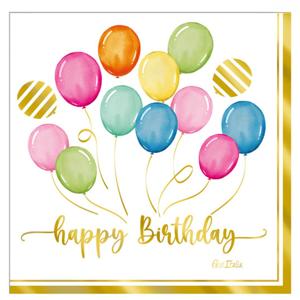 Feestservetten - 16x - happy birthday - ballonen thema - verjaardag - 3 laags - 33 x 33 cm
