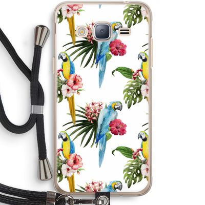Kleurrijke papegaaien: Samsung Galaxy J3 (2016) Transparant Hoesje met koord