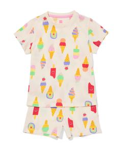 HEMA Kindershortama Stretch Katoen Ijsjes Gebroken Wit (gebroken wit)
