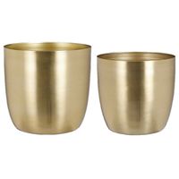 Plantenpot/bloempotten set - 4x stuks - metaal - goud - D20 en D22 cm