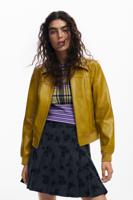 Bikerjack met leerlook - YELLOW - XS