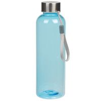 Lichtblauwe drinkfles/waterfles met RVS dop 550 ml - thumbnail