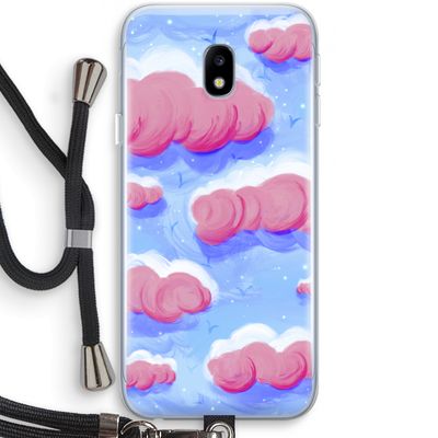Roze wolken met vogels: Samsung Galaxy J3 (2017) Transparant Hoesje met koord