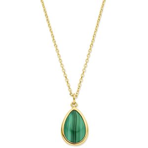 Ketting Ovaal geelgoud-malachiet groen 41-43-45 cm