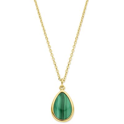 Ketting Ovaal geelgoud-malachiet groen 41-43-45 cm