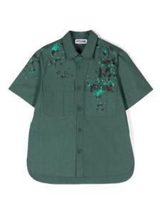 Moschino Kids chemise en coton à logo imprimé - Vert