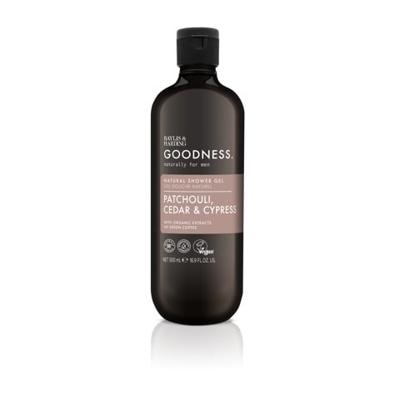 Goodness men showergel patchouli, cedar & cypress 500 Milliliter Goodness men showergel patchouli, cedar & cypress 500 Milliliter