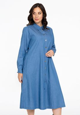 Yoek Blouse-jurk CHAMBRAY | Blauw | Maat 54/56